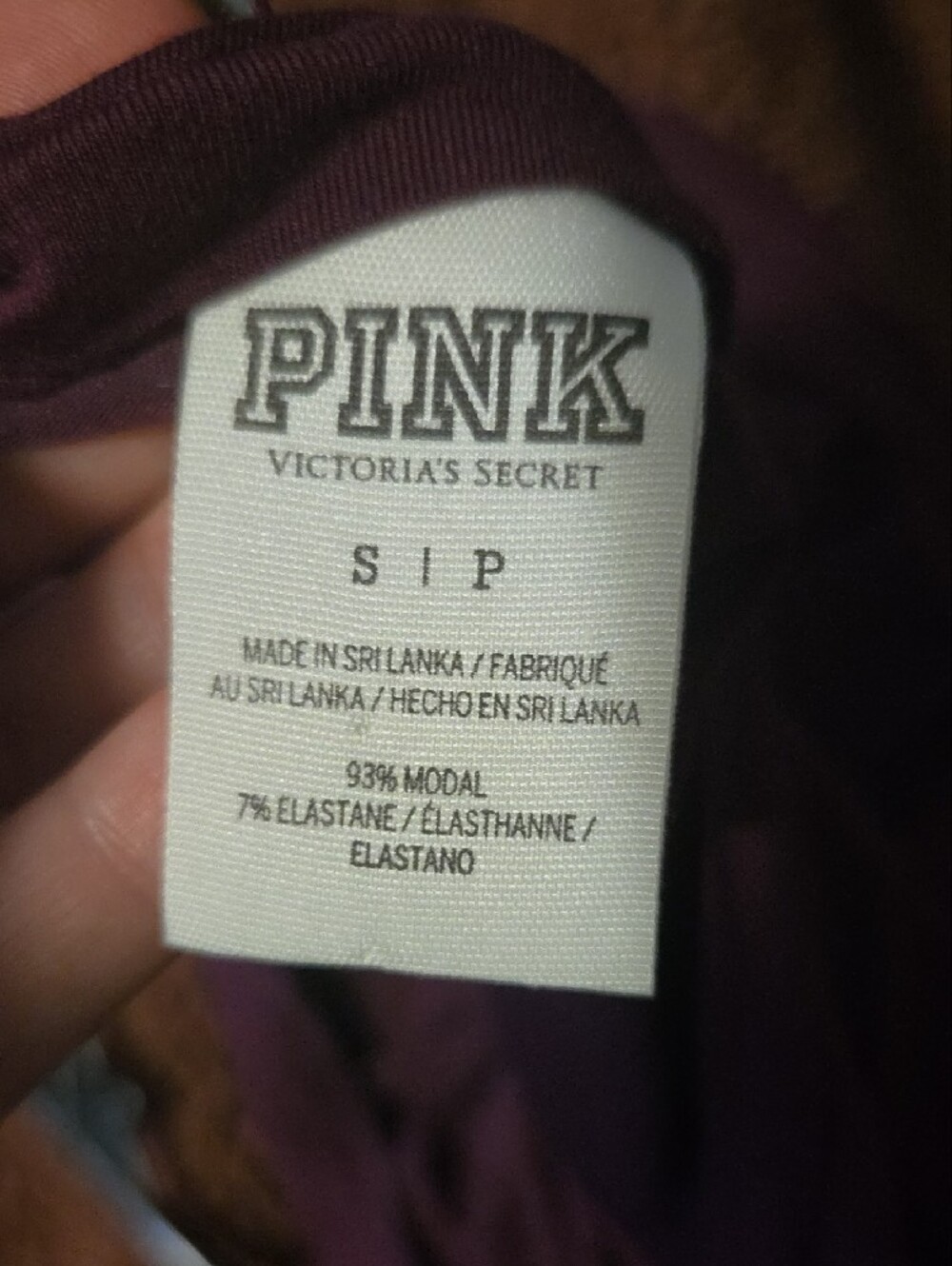 PINK Victoria's Secret Long Sleeve Scoop Neck Top - Plum - Picture 4 of 4